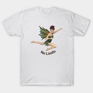 No Limits cute elf fairy faerie flying through air dragon wings T-Shirt